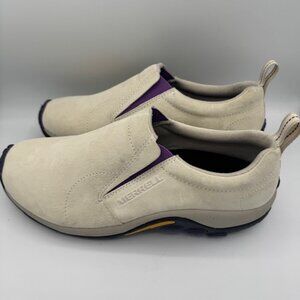 Merrell Women's Jungle Moc Cream & Purple Slip On Suede Shoes Size 11